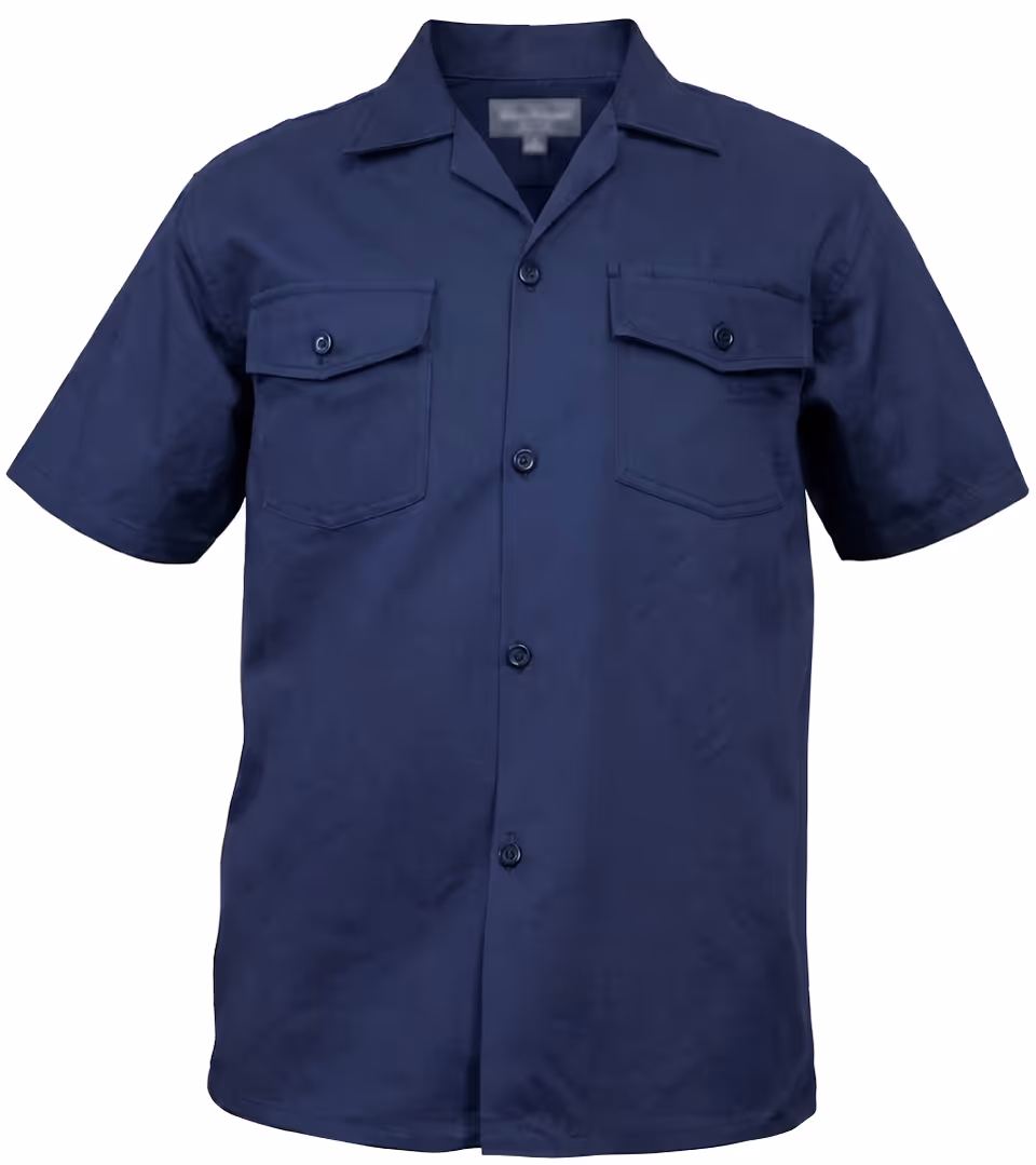 Camisa Dril Azul Oscuro Manga Corta