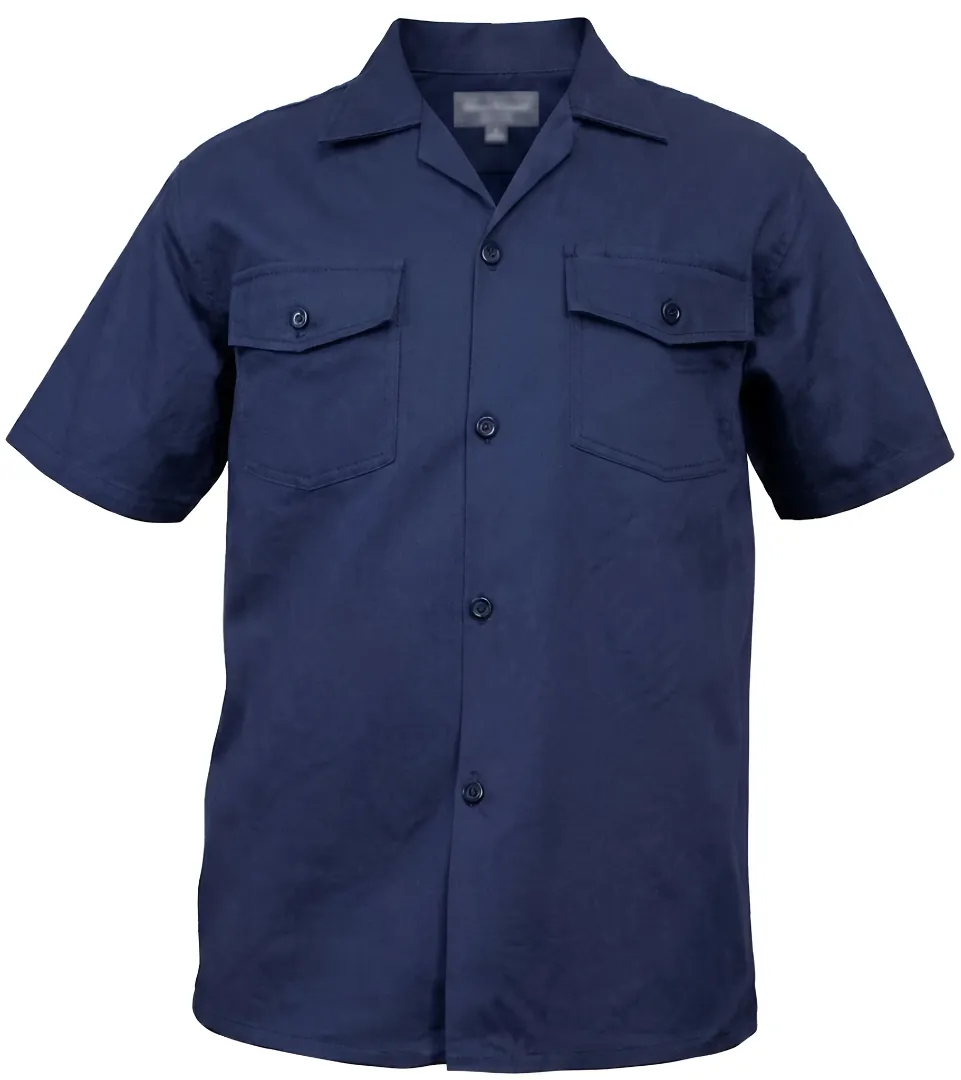 Camisa Dril Azul Oscuro Manga Corta