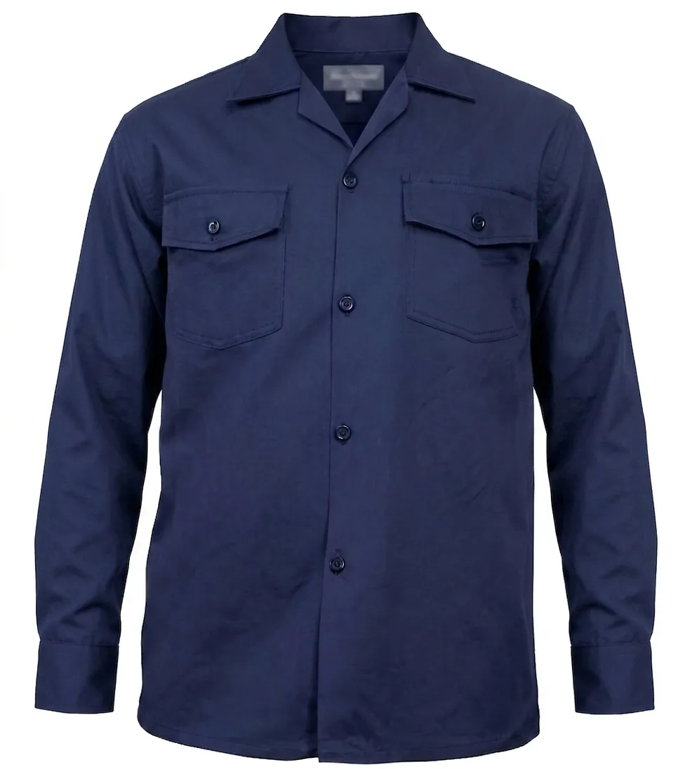 Camisa Dril Azul Oscuro Manga Larga