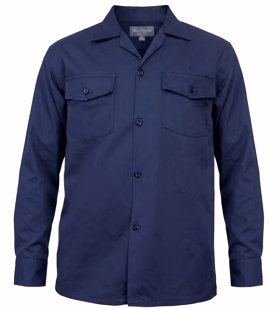 Camisa Dril Azul Oscuro Manga Larga