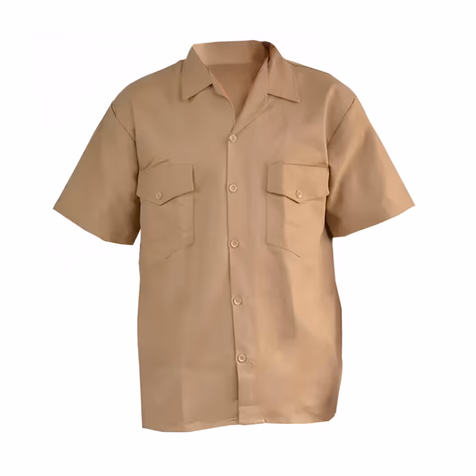 Camisa Dril Caqui Manga Corta